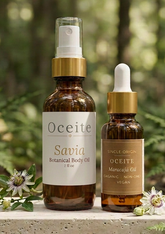 Oceite Savia body oil and Maracujá face oil set